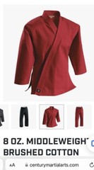 Century Red 8oz Middle weight Martial Arts Uniform Gi Size 000