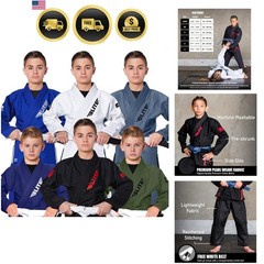 IBJJF Ultra Light BJJ Brazilian Jiu Jitsu Gi for Kids with Preshrunk Fabric a…