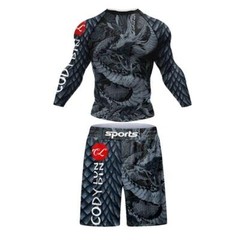 Asian Dragon Print Brazilian Jiu Jitsu BJJ MMA No Gi Compression Rash Guard