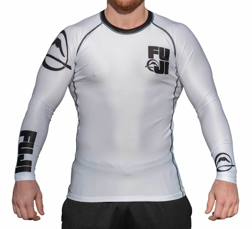 New Big Fuji MMA BJJ Jiu Jitsu LongSleeve Long Sleeve LS Rashguard Rash – White