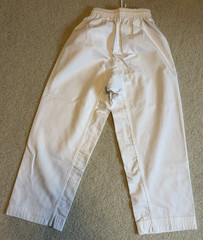 Lot 2 Martial Arts Karate Student Youth Pants Size 2 / 160 -White and Macho blue