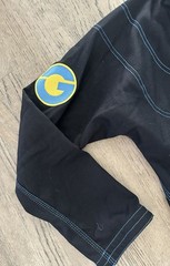Gold BJJ Aeroweave Ultralight Gi A1 Black w/ Blue Stitching Complete BJJ Suit