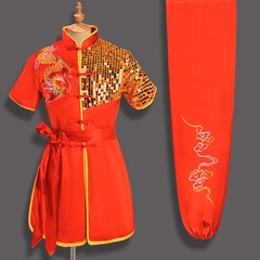Silk Chinese Taichi Kung Fu Uniform Shaolin Wushu Suit Clothes Dragon Embroidery