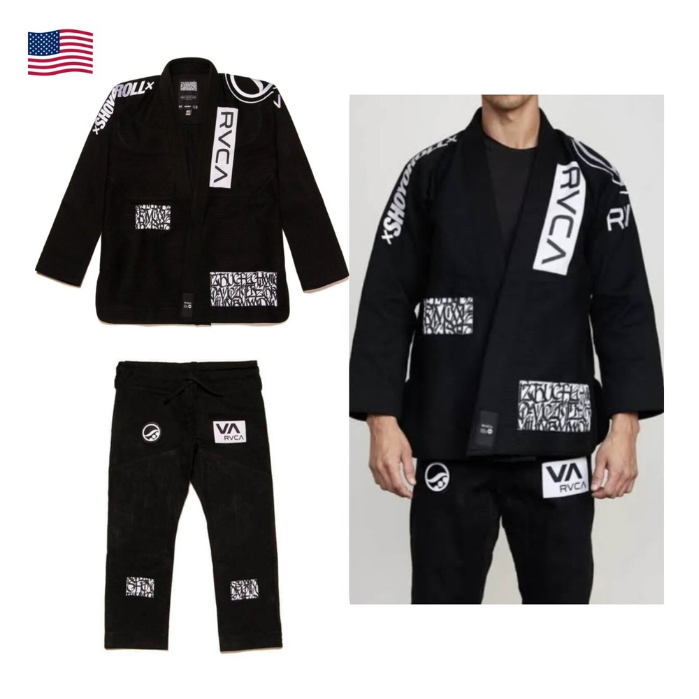 Black BJJ Gi Shoyoroll RVCA 450gsm Uniform Batch105 Brazilian Jiu Jitsu With Bag