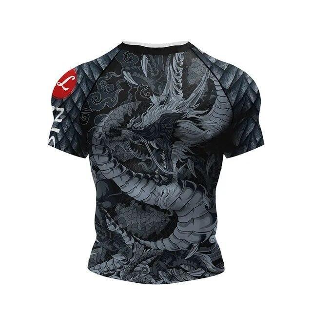 Asian Dragon Theme BJJ Rash Guard MMA Brazilian Jiu Jitsu No Gi Gear
