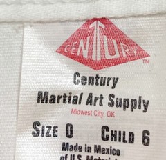 ATA American Taekwondo Association, Century Child White Uniform Top, Size 6