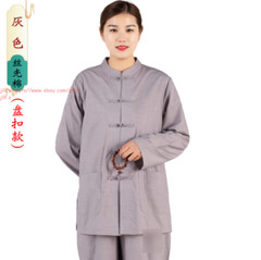 Unisex Shaolin Buddhist Monk Meditation Kung Fu Uniform Cotton Buckle Suit Sets