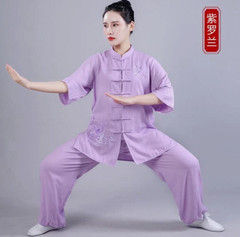 Summer Women Cotton Tai Chi Uniform Kung Fu Suit Martial Arts Wing Chun Clothes