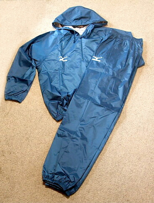 Mizuno Sauna Suits Hooded Weight Loss Clothes Navy Top and Bottom Training 9888