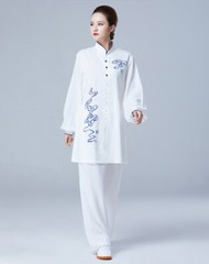 Summer Tai Chi Clothes Wrinkle Free Wushu Clothing Kung Fu White Women Men