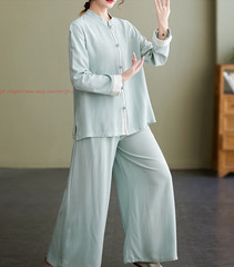 Women Tai Chi Suit Kung Fu Morning Exercise Uniform Cotton line martial arts Set