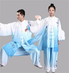 Blue and White Porcelain Chinese Tai Chi Kung Fu Uniform Martial Arts Wushu Taij