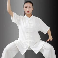 Linen Martial Arts Tai Chi Uniform Kung Fu Wingchun Suit Short Sleeves Outfit