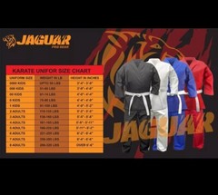 Jaguar Pro Gear – Essential Light Weight Karate Uniform Gi w/ White Belt, Sz: 1