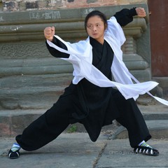 China Wudang Taoist Robe Martial arts kung Fu Performance Uniforms Tai Chi Veil