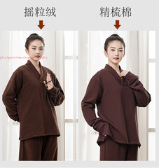 Fall Winter Unisex Meditation Monk Thicken uniform Warm Lay Zen flannel Outfits