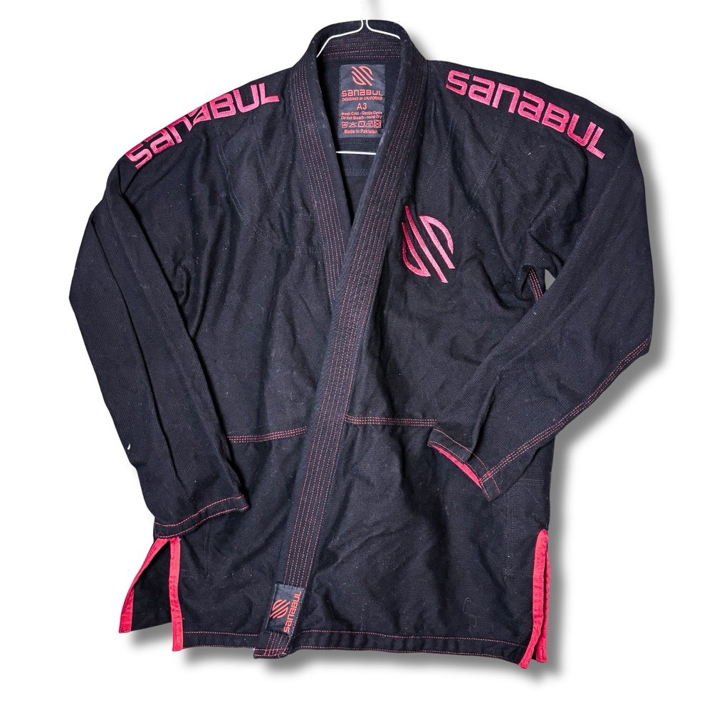 Sanabul BJJ Gi Jacket Kimono Top A3 Large Black Mens Adult Jiu Jitsu Training