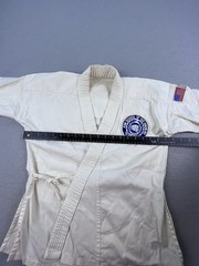 Vtg 70s Kim School Of Tae Kwon Do Double Weave Karate Dogi Shirt Belt & Pants