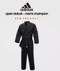 Adidas ADI-OPEN Dobok Men’s Champion Uniform Black Taekwondo Hapkido Karate TKD
