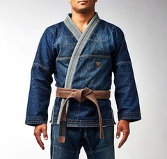 Dark Selvedge Denim Jiu Jitsu Gi: Blue BJJ Kimono, Grappling Suit + Free Postage