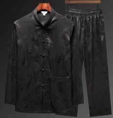Mens Chinese Kung Fu Sets Taichi Tang Suit Top +Pant Martial Arts Wushu Customes