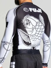 Fuji MMA BJJ Jiu Jitsu Long Sleeve LS Rashguard Rash Guard Sakana Black/White M