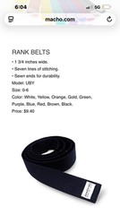 Macho Martial Arts I.75” Orange Belt Size 3