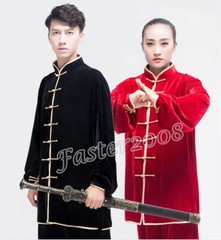 Chinese Velvet Wushu Kung Fu Taichi Uniform Martial Art Clothes Set Wing Chun