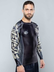 Fuji Yakedo Flex Lite Mens MMA BJJ Jiu Jitsu LongSleeve LS Rashguard – Black