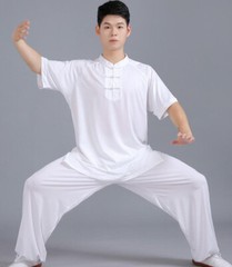 Milk Silk Chinese Kung Fu Tai Chi Uniform T-Shirt Pants Martial Arts Wushu Suit