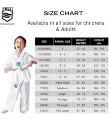 Elite Lightweight Taekwondo Gi / Uniform White Top Pants And Belt Size 3