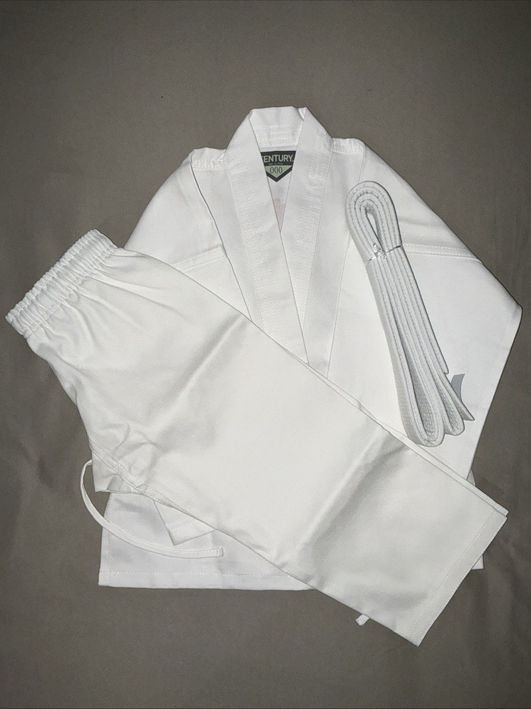 Century Martial Arts Uniform White Top & Bottom Size 000 with Belt Gi Kimono