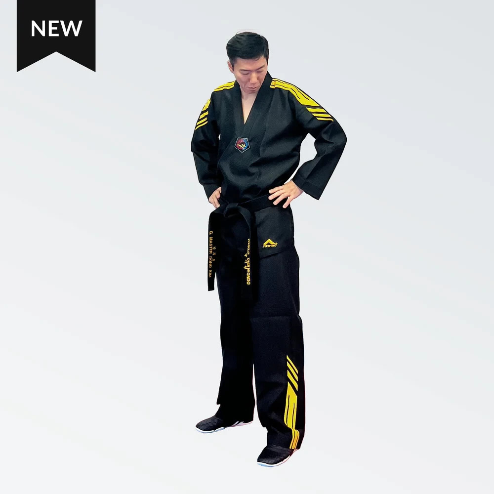 Martial Arts Uniform – Diamond Black w/ Gold Stripe | Karate, Taekwondo, MMA