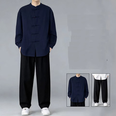 Summer Men’s Tang Suit Traditional Kung Fu Tai Chi Shirt and Pants Uniform Sets