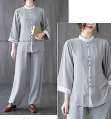 Women’s Cotton Linen Shirts +Pants Tai Chi Sets Blouse Arts Kung Fu Su Uniforms