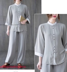 Women’s Cotton Linen Shirts +Pants Tai Chi Sets Blouse Arts Kung Fu Su Uniforms