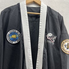 Vintage Taekwondo Martial Arts Karate Black Robe/Jacket W/ Patches