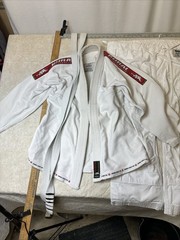 Koral Fight Co A1 White 100% Cotton Brazilian Jiu-Jitsu Top A3 Pants, Manto Belt