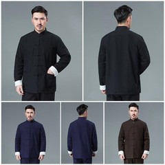 Mens Chinese Traditional Tang Suit Jacket Tops Kung Fu Wingchun Coat Sportwear