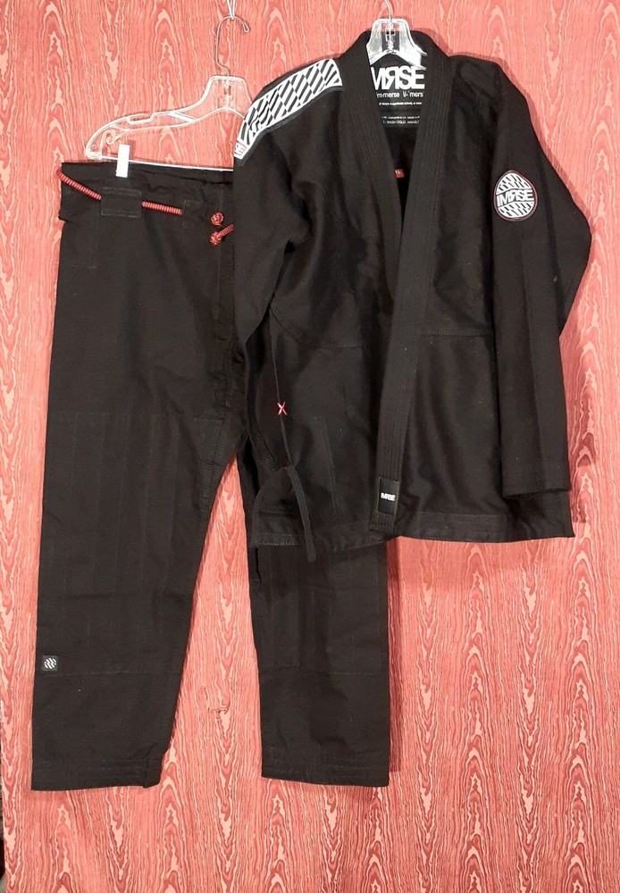 IMRSE Black Flow Fuji Kimono Black Pants 2 Piece Set Jiu Jitsu Adult Size A-1L