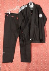 IMRSE Black Flow Fuji Kimono Black Pants 2 Piece Set Jiu Jitsu Adult Size A-1L
