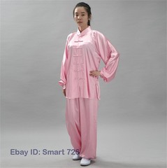 Chinese Women Men Kung Fu Uniform Martial Arts Wushu Taiji Suit Milk Silk