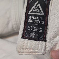 Gracie Jiu-Jitsu Official Gi 100% Cotton White Adult Unisex Size 7/200
