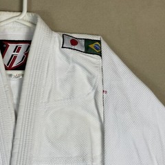 Revgear Gi Top Unisex A1 White Brasil Japanese Flag JiuJitsu Adult