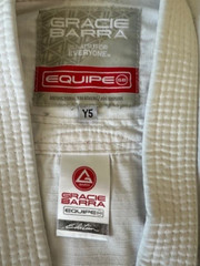 GRACIE BARRA Jiu Jitsu Equipe GB Ripstop Kimono Jacket WHITE Kids Unisex Size Y5
