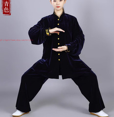 Fall Winter Unisex Tai chi Uniforms Warm Korean velvet Kung fu Martial arts Suit