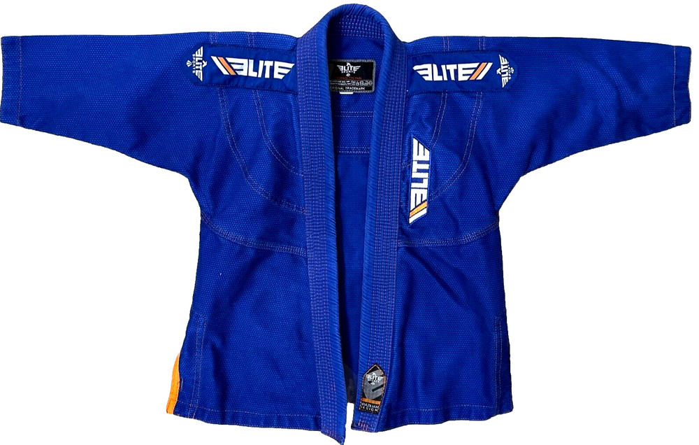 Elite Sports Gi Blue BJJ Ju Jitsu MMA Indoors Embrace The Pain Size C0 Youth