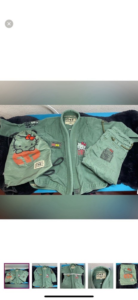 MOYA BRAND x HELLO KITTY Collaboration Jiu Jitsu Gi Military Green RARE K1