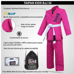 Taipan Kids Brazilian Jiu Jitsu BJJ Gi Grappling Kimono Lightweight White Belt