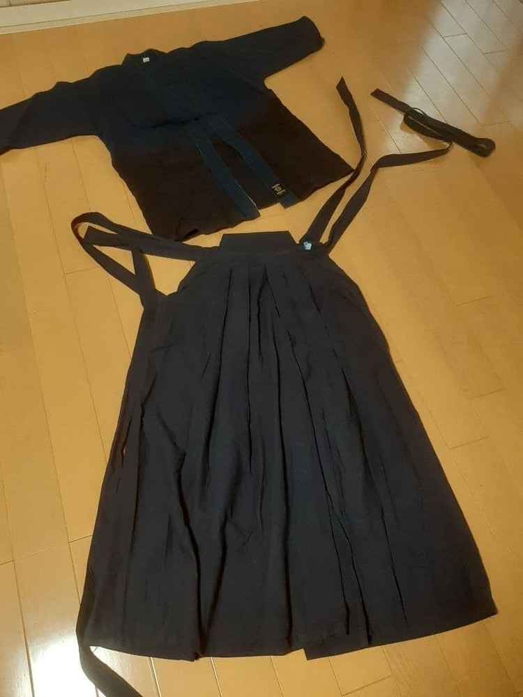 Japanese Kendo Gi Jacket Hakama Pants Set Dark Blue 100 Cotton Uniform
